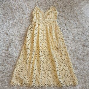 Astr Yellow Lace Midi Dress